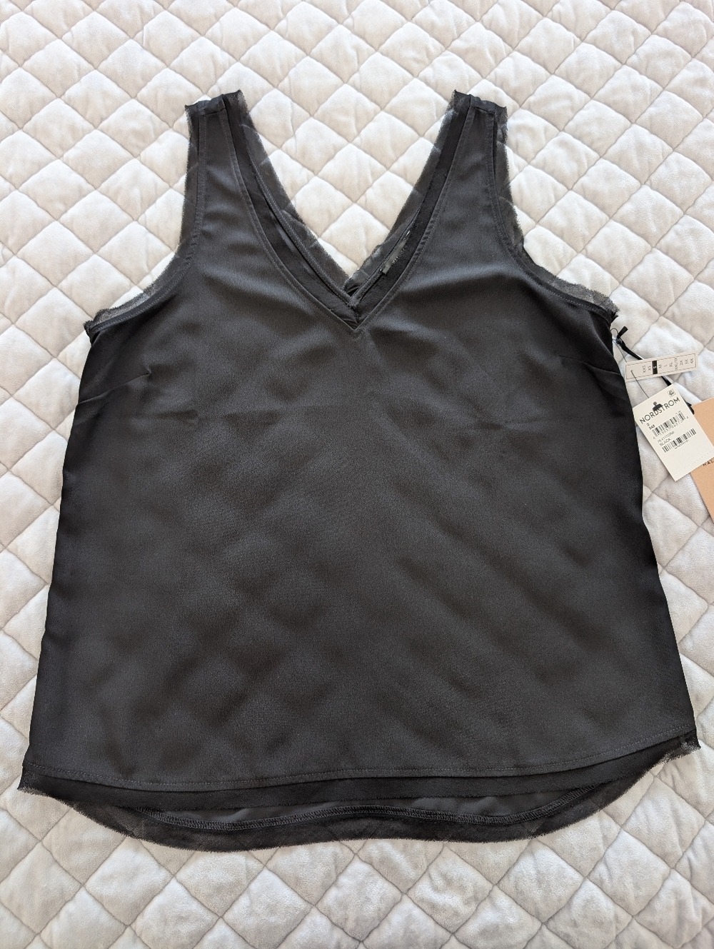 NWT Halogen V-Neck Tank Top, Black, Size Small